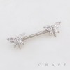 CZ DRAGONFLY 316L SURGICAL STEEL NIPPLE RING